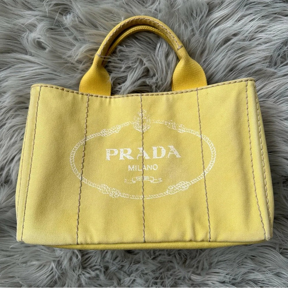 PRADA Canapa Canvas Small Tote - Picture 1 of 14